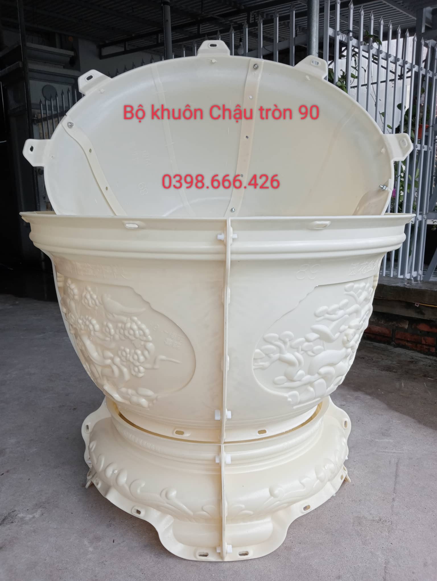 Bộ khuôn đúc chậu cảnh tròn 90 nhựa ABS đầy đủ lòng trong