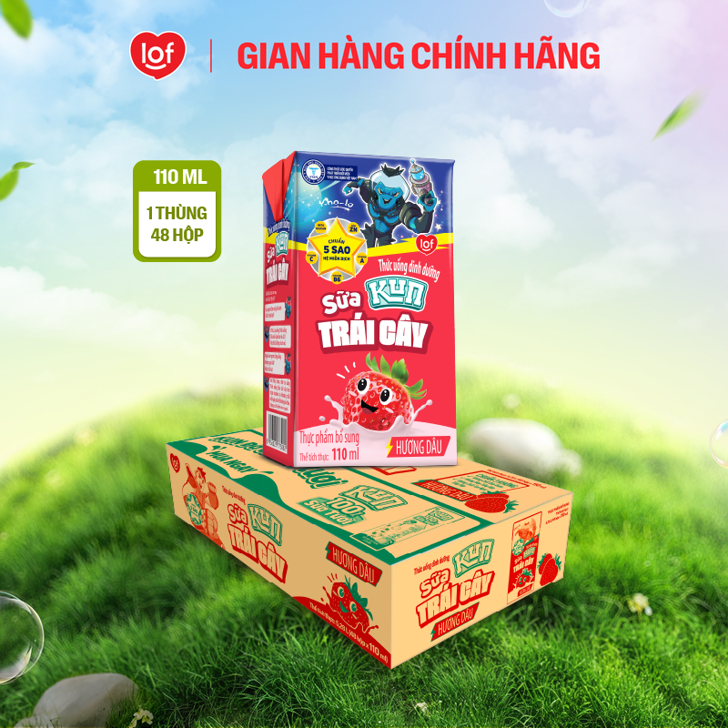 Sữa trái cây KUN vị dâu thùng 48 hộp x 110ml