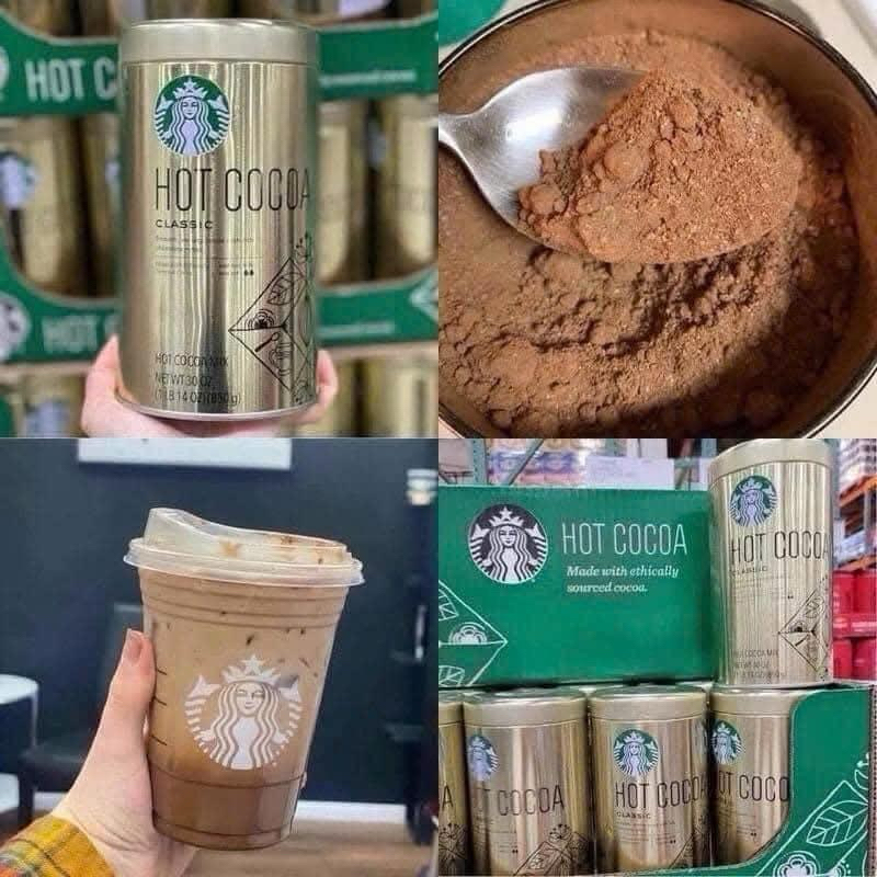[Hàng bay Mỹ] Bột cacao Starbucks Hot Cocoa Classic 850g – vị socola đậm đà, thơm béo, pha nóng lạnh đều ngon