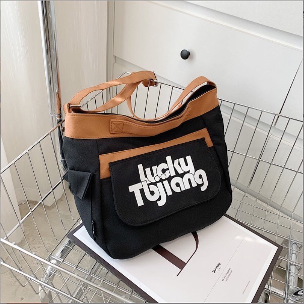 Túi Đeo Chéo Nữ Vải Canvas Túi Đeo Vai Đi Học Đi Chơi Phong Cách Hàn Quốc IN CHỮ  CV LUCKY - OPTUSBAG - 3