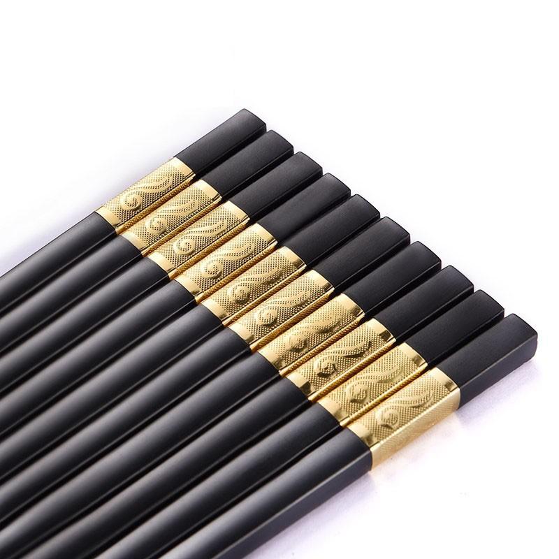 [HCM][HÀNG TỐT] Combo 10 Đôi Đũa Hợp Kim Khảm Vàng Chống Mốc Chống Trơn Phong Cách Nhật Bản Sợi Thủy Tinh Hợp Kim Cao CấpSang Trọng Và An Toàn Thân Thiện Với Môi TrườngChống Trơn TrượtChống MốcMối Mọt Và Tốt Hơn Độ Bền Cao