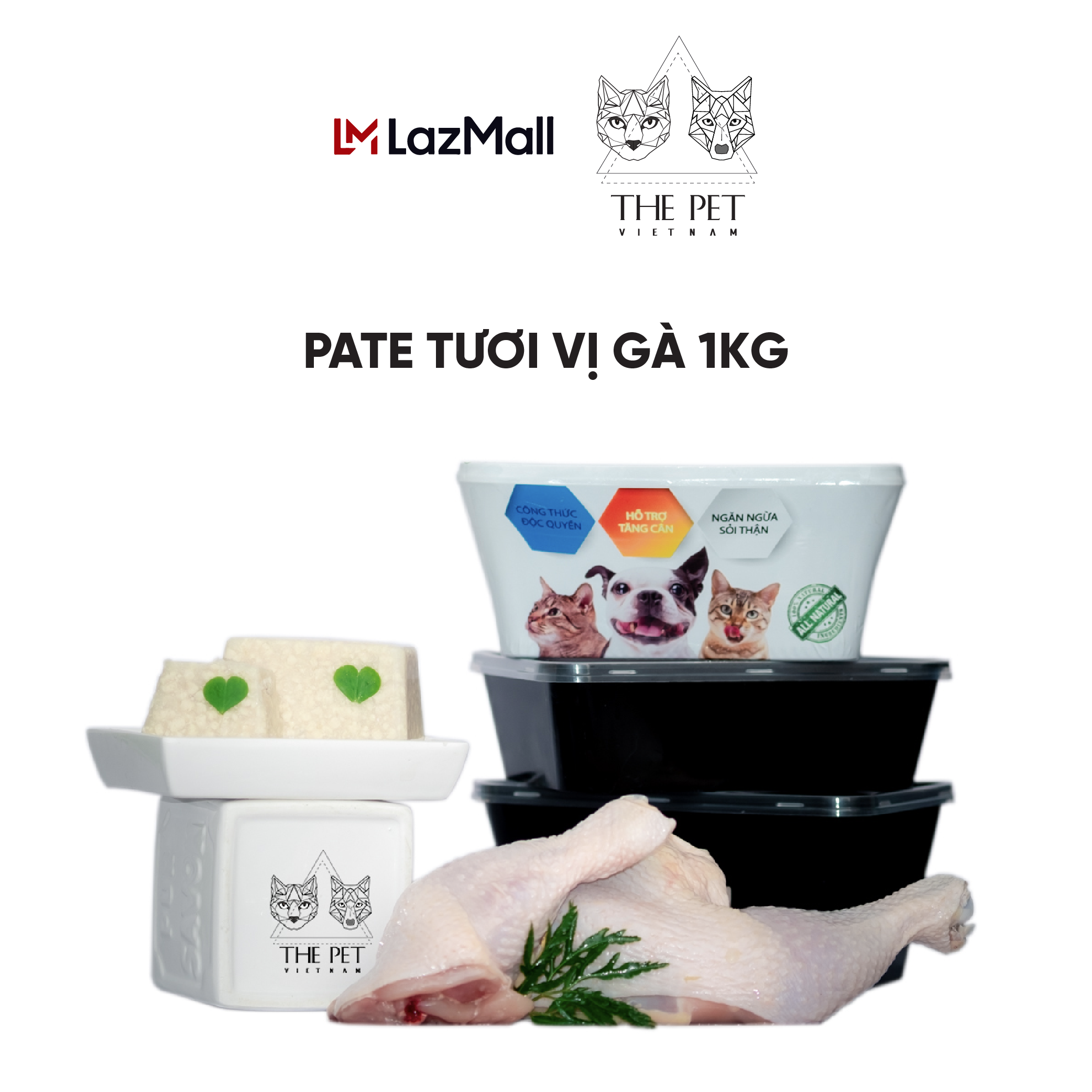 Pate tươi thepetvn vị gà - thức ăn tươi cho chó mèo - 1kg