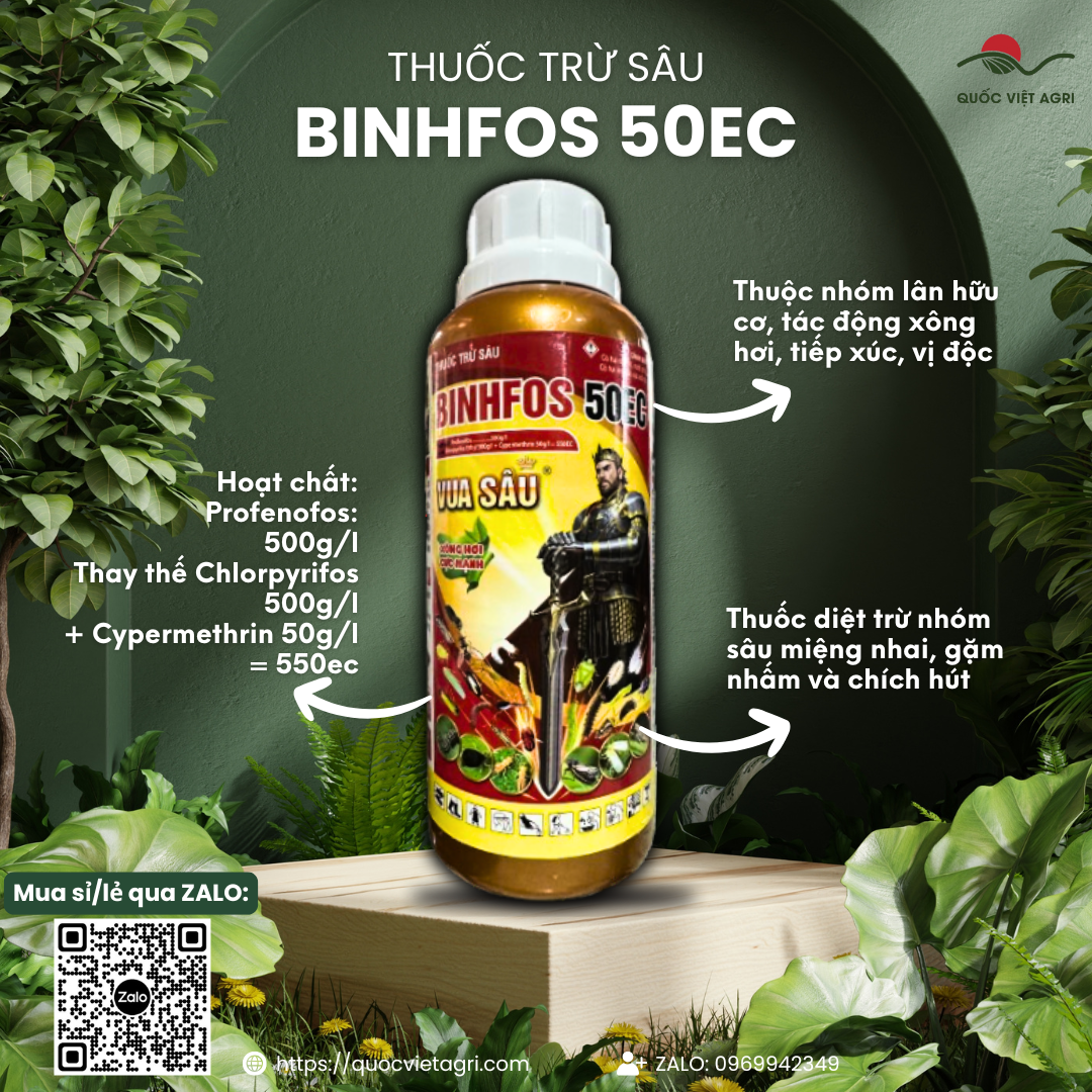  Thuốc trừ sâu BINHFOS 50EC VUA SÂU  Chai 450ml  - GIAO NGẪU NHIÊN BINHFOS ANH HÙNG SÂU Profenofos 500g l Trị rầy xanh rệp sáp 