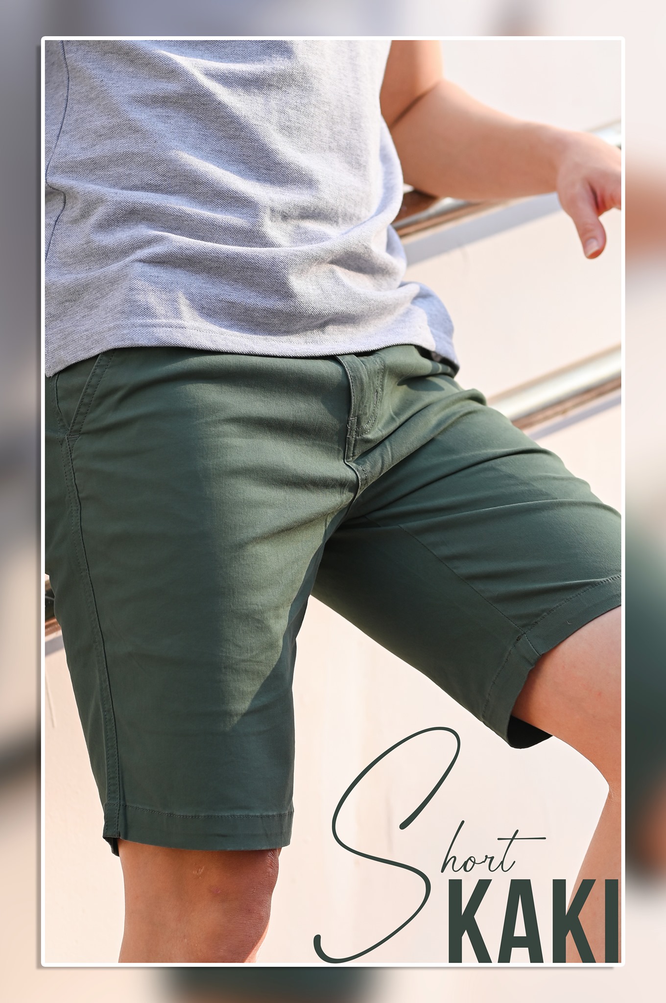 Quần short kaki nam - xanh rêu