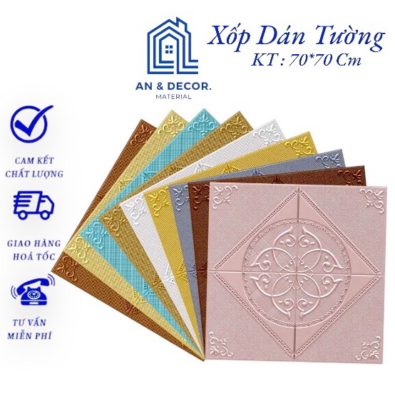 Tấm Xốp Dán Tường 3D Họa Tiết Kích Thước 70x70 cm, Hàng Nhập Khẩu Cao Cấp