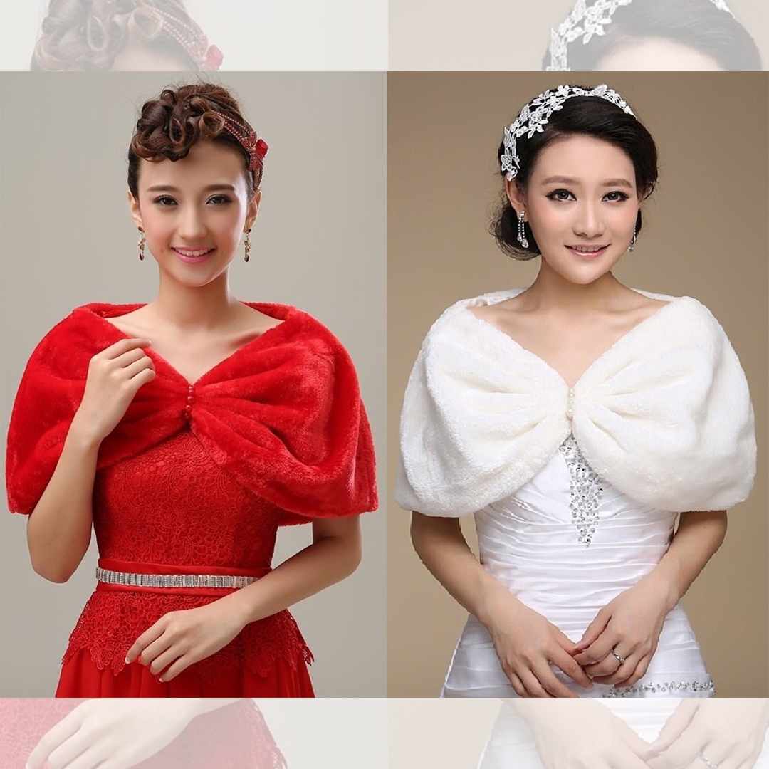 Khăn Choàng Lông Cô Dâu 120 Số 2, Đính Hạt Trai, Thời Trang, Quý Phái, Giữ Ấm Trong Đám Cưới Hoặc Các Sự Kiện