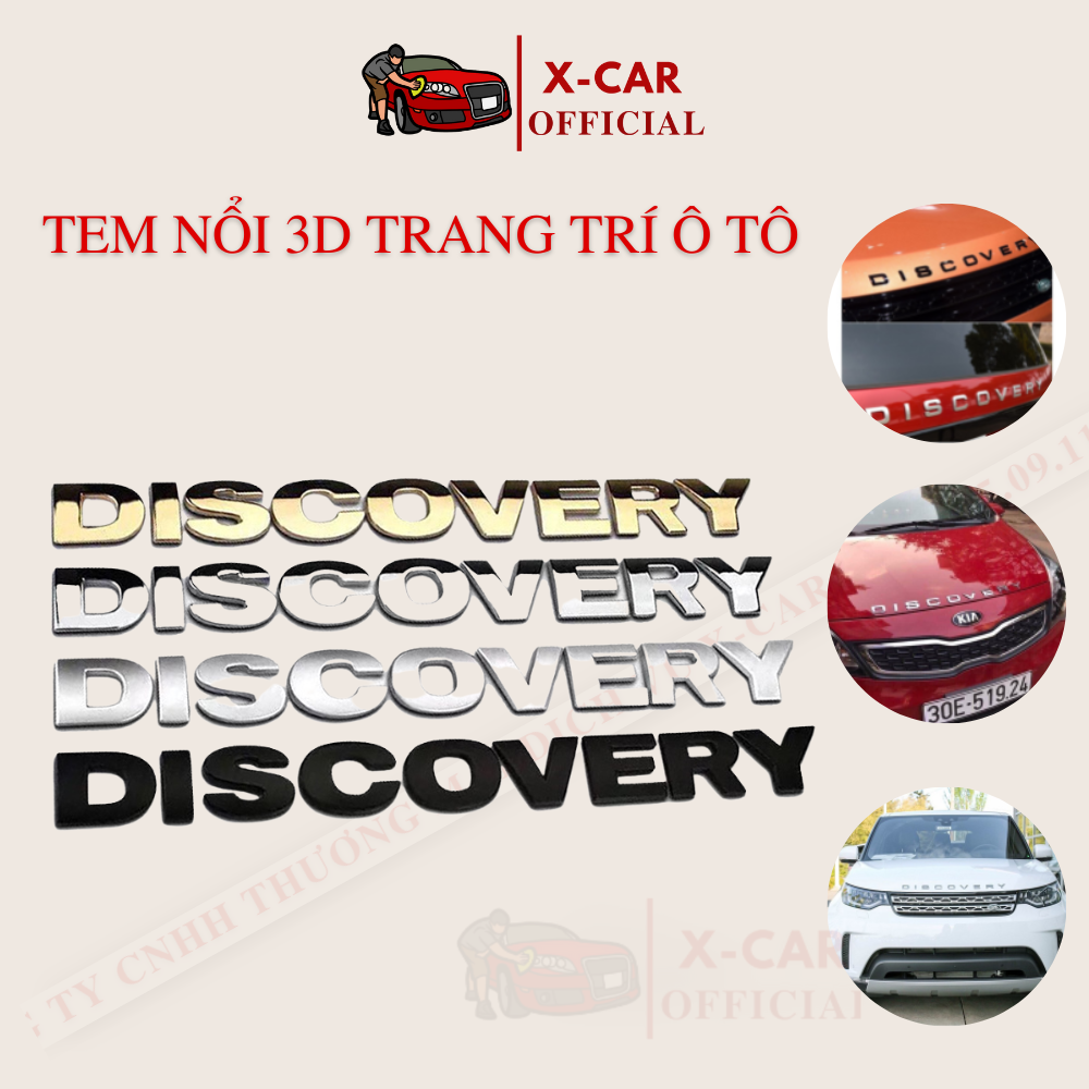 Tem chữ Discovery dán xe, đề can discovery 3D nổi dán xe ô tô