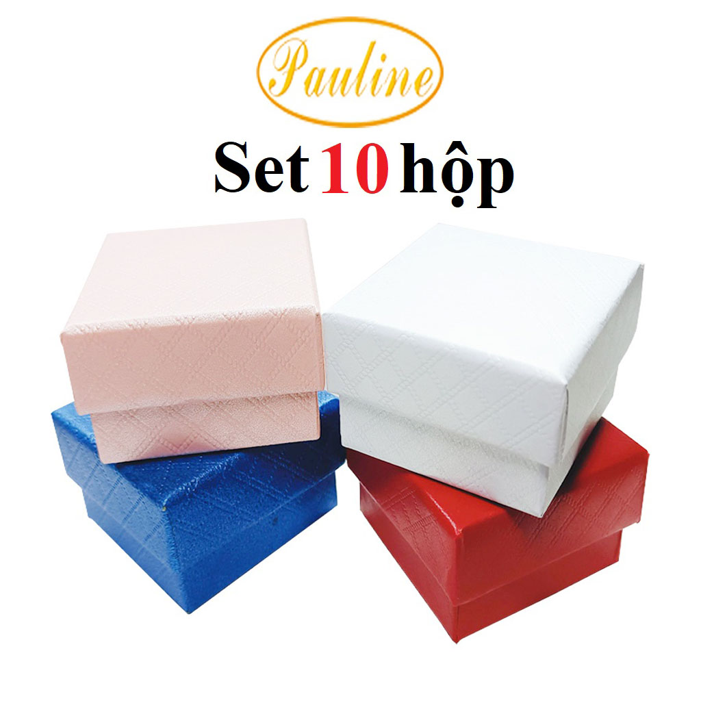 Set 10 Hộp giấy đựng trang sức 5x5x3 H553C caro 4 màu - Pauline's Store
