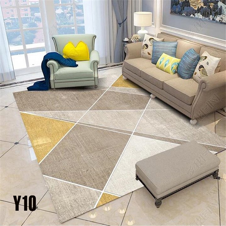 Thảm trải sàn trang trí họa tiết kẻ chéo phối màu vàng nâu trắng mã Y10