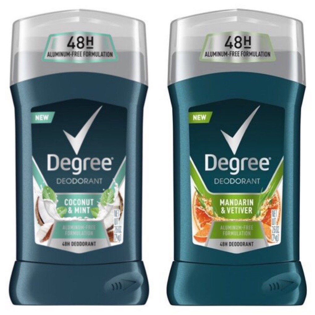 Lăn sáp khử mùi cho nam DEGREE Men 48h Aluminum Free Deodorant Men's Mandarin & Vetiver / Coconut & Mint 74g (Mỹ)