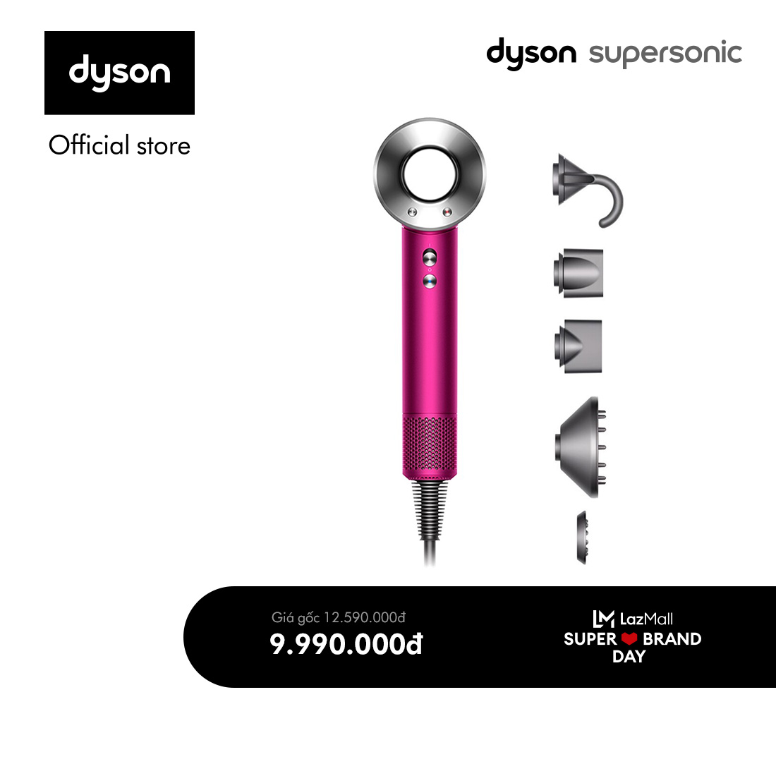 [DUY NHẤT 3.4: VC 12% Tối đa 3 Triệu] Máy sấy tóc Dyson Supersonic ™ HD08 (Hồng/Xám Trắng)