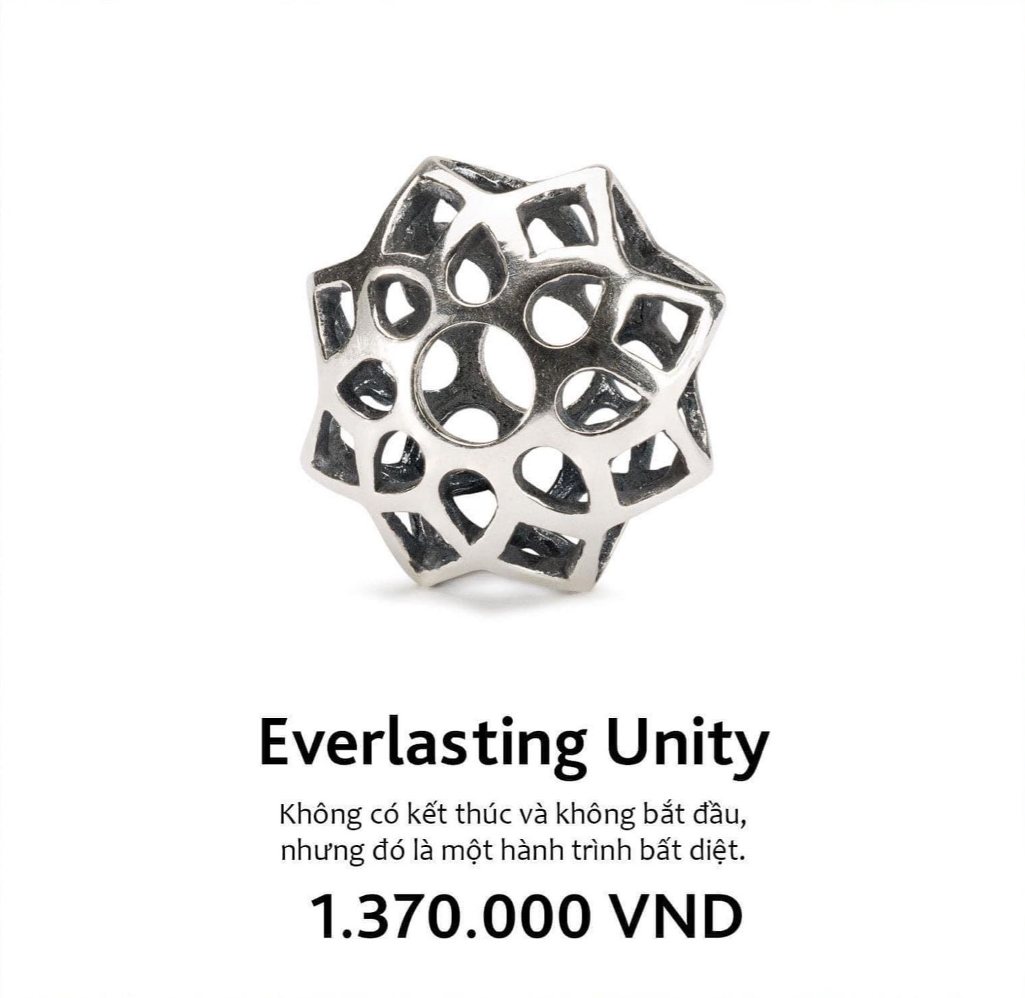 Trollbeads bead bạc cao cấp everlasting unity