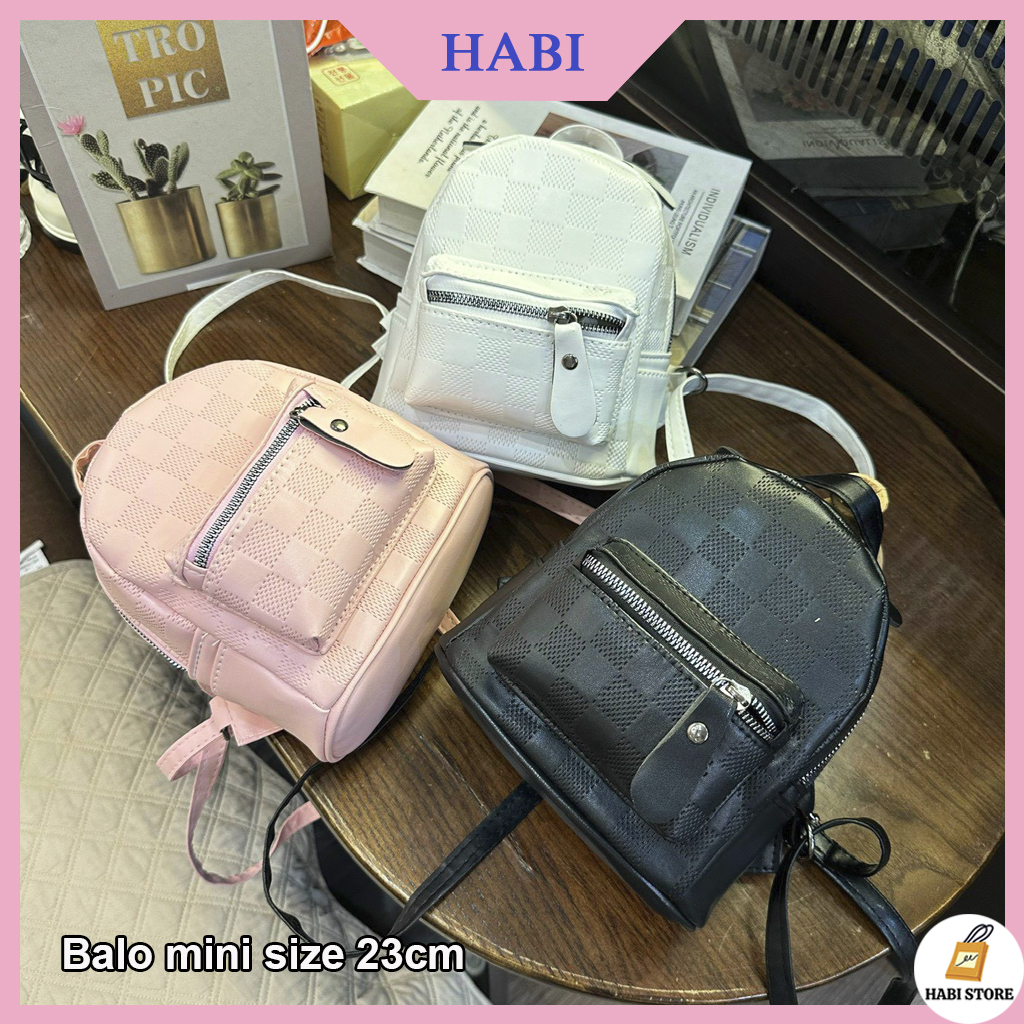 Balo Nữ Thời Trang, Balo Mini kẻ ô da mềm siêu hot giá rẻ chất lượng M359