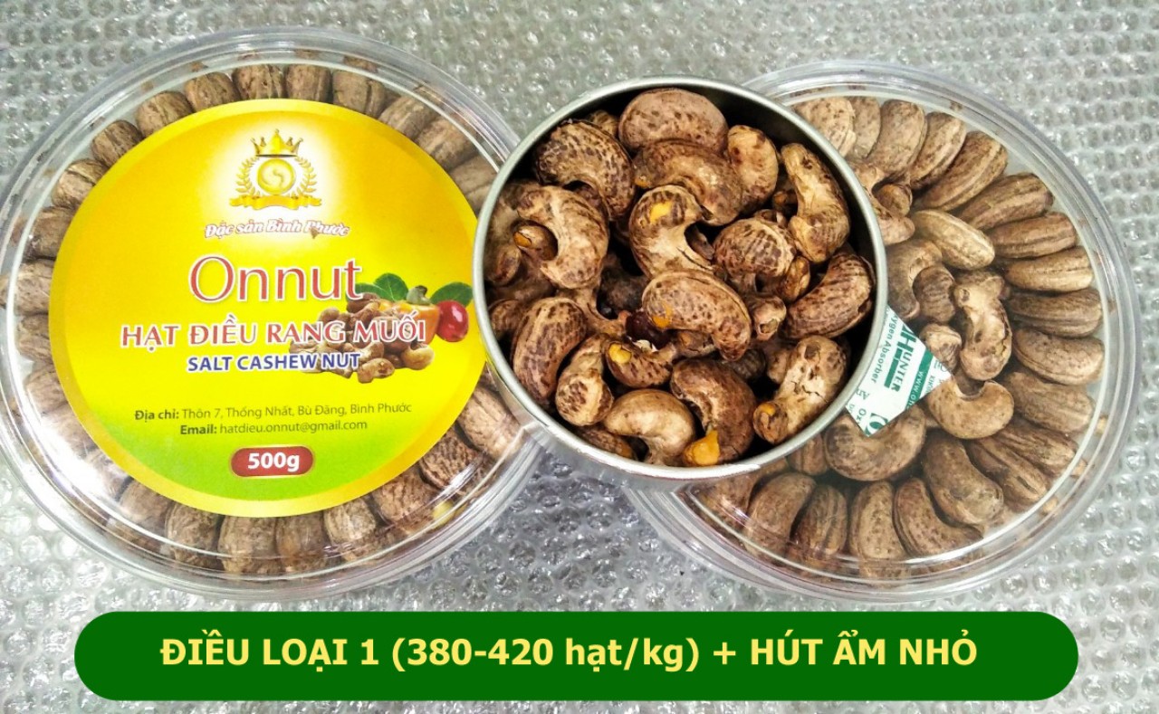 [HCM]Hộp 500gr Hạt điều rang muối vỏ lụa loại A+ Bình Phước