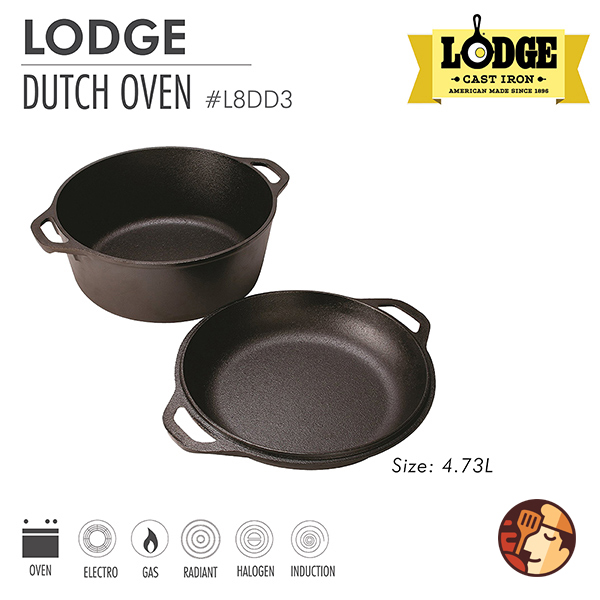 Bộ nồi và chảo gang Lodge 26 cm - dung tích 4.7 lít