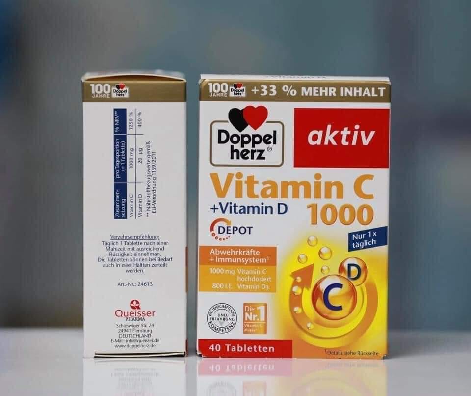 Viên uống Vitamin C 1000+D3+Zink Của Doppel herz