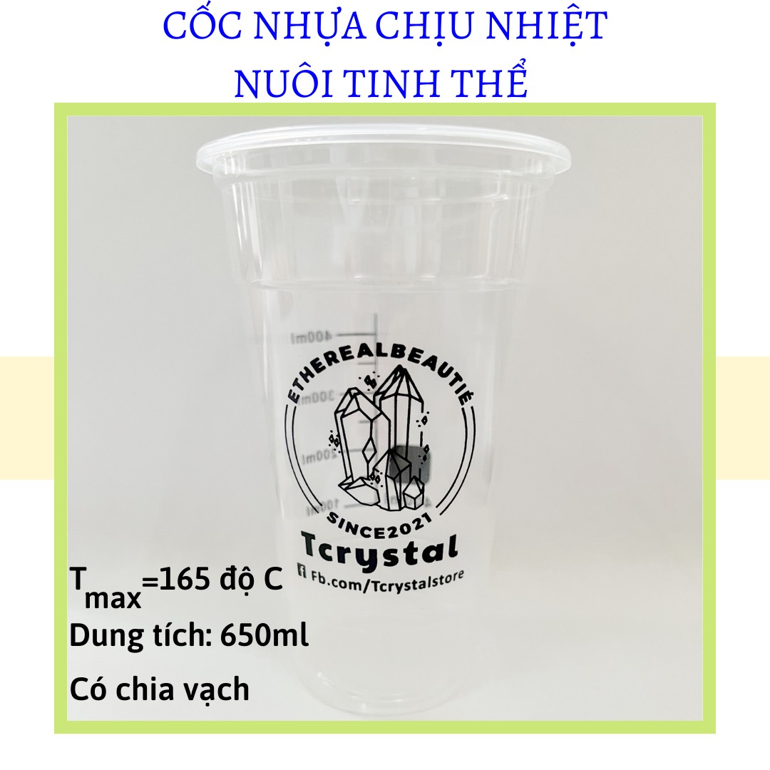 1 ly - Cốc nhựa chịu nhiệt 650ml in vạch chia thể tích dùng để pha dung dịch nuôi tinh thể l TCrystalStore