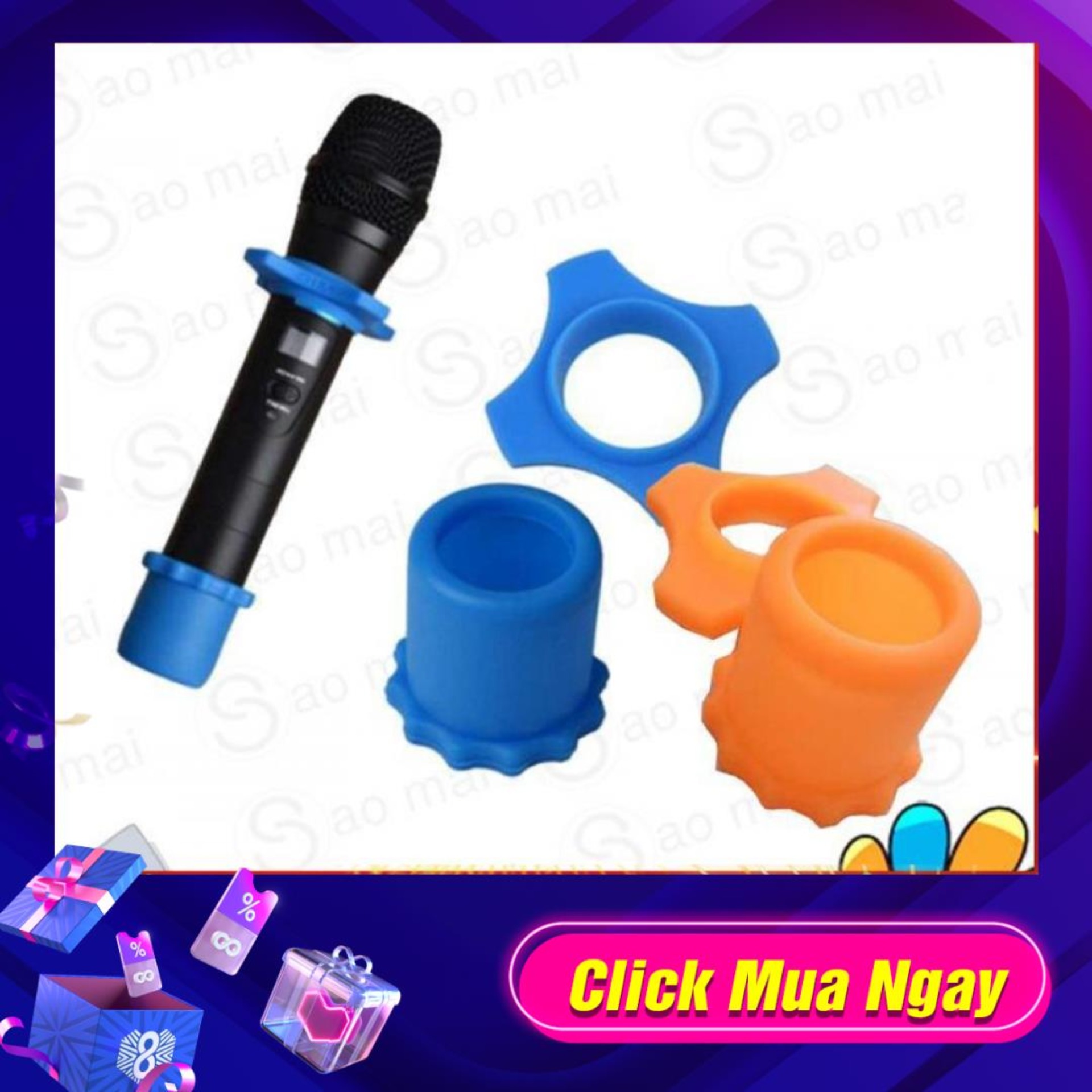 Bộ Chống Lăn Micro Trên Dưới, Chống Trượt, Chống Va Đập, Vòng Micro Cầm Tay Phụ Kiện Cho Micro Karaoke ( nhiều màu )