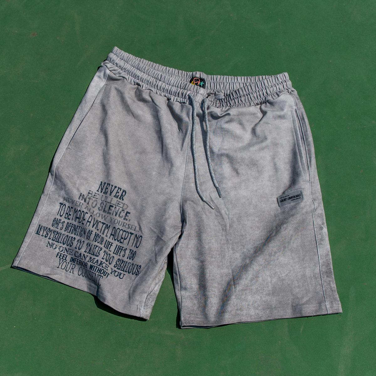 Quần Short Destiny Xám Wash Cotton Da Cá