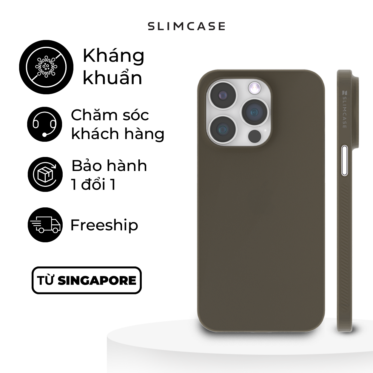 Ốp lưng Slimcase Pro cho iPhone 13 Series Cao cấp Siêu mỏng - Nhựa Armour Plastic cùng dải chống trượt