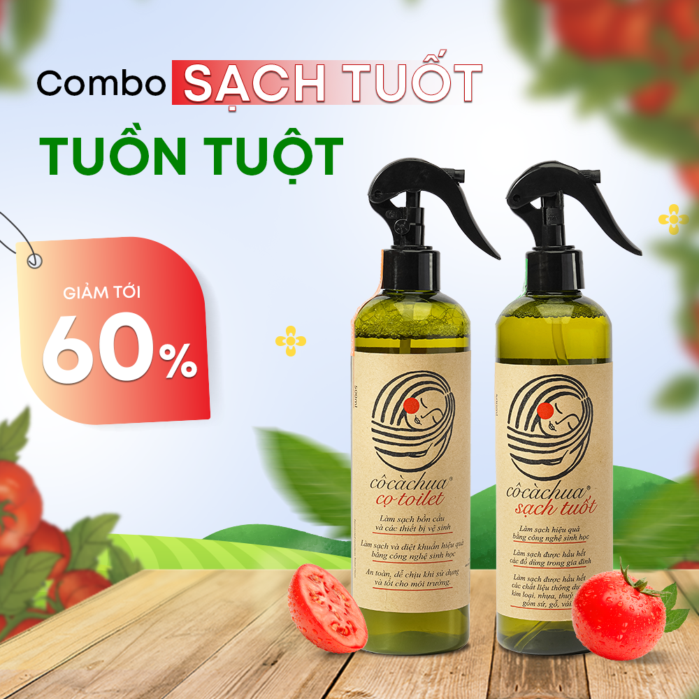Combo dùng thử - sạch tuốt tuồn tuột yêu nước hữu cơ - cô cà chua 500ml