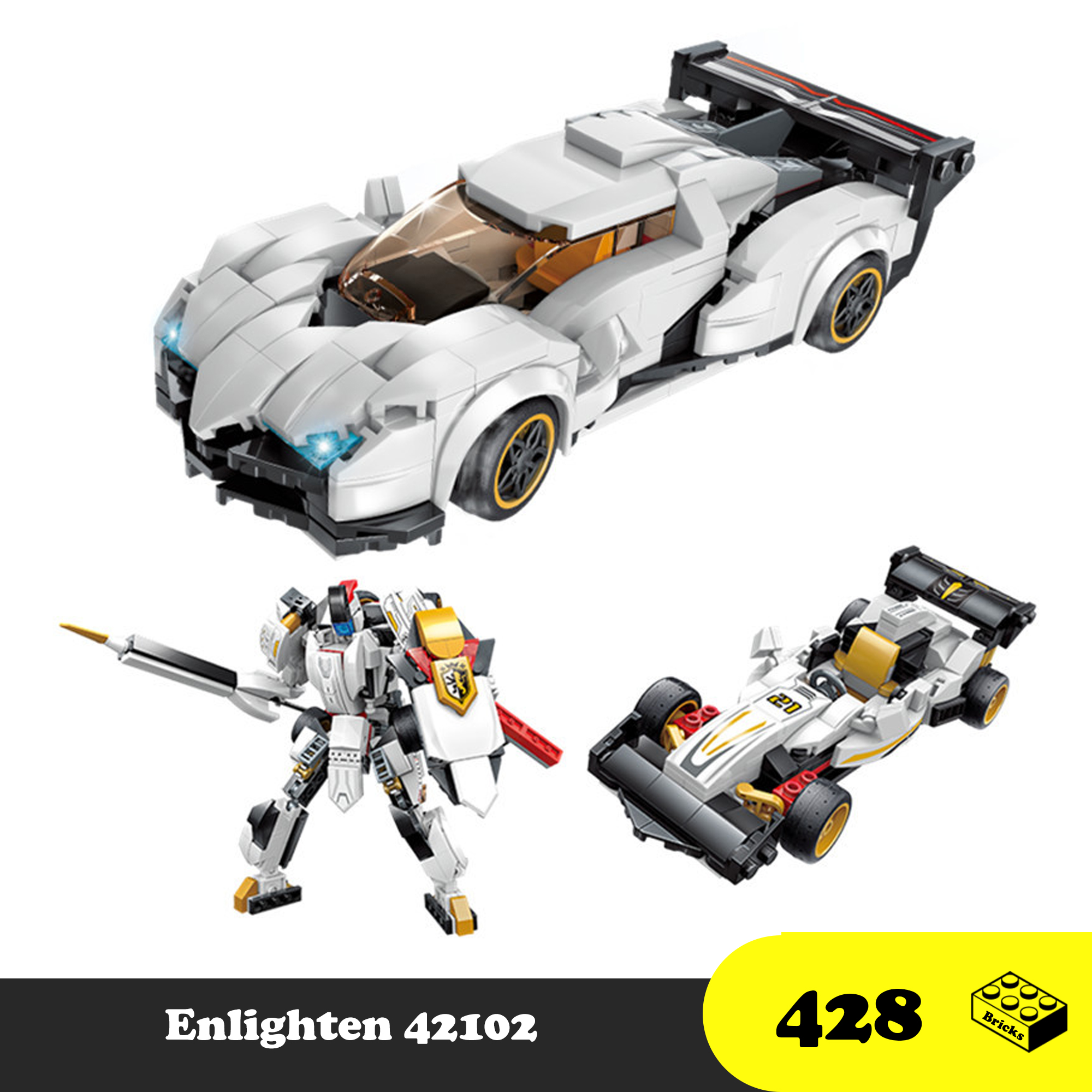 Đồ chơi Lắp ráp Robot biến hình Xe đua 3 trong 1 - Enlighten 42102 Robot Transfomer - Xếp hình thông minh - Mô hình tuệ