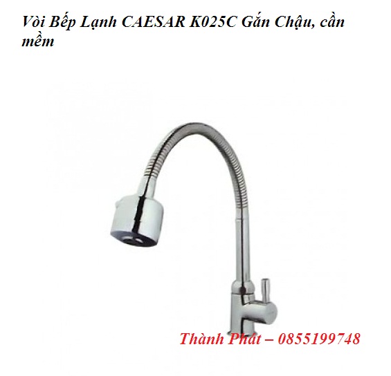 Vòi bếp lạnh, cần mềm caesar k025c gắn chậu, vòi rửa chén bát