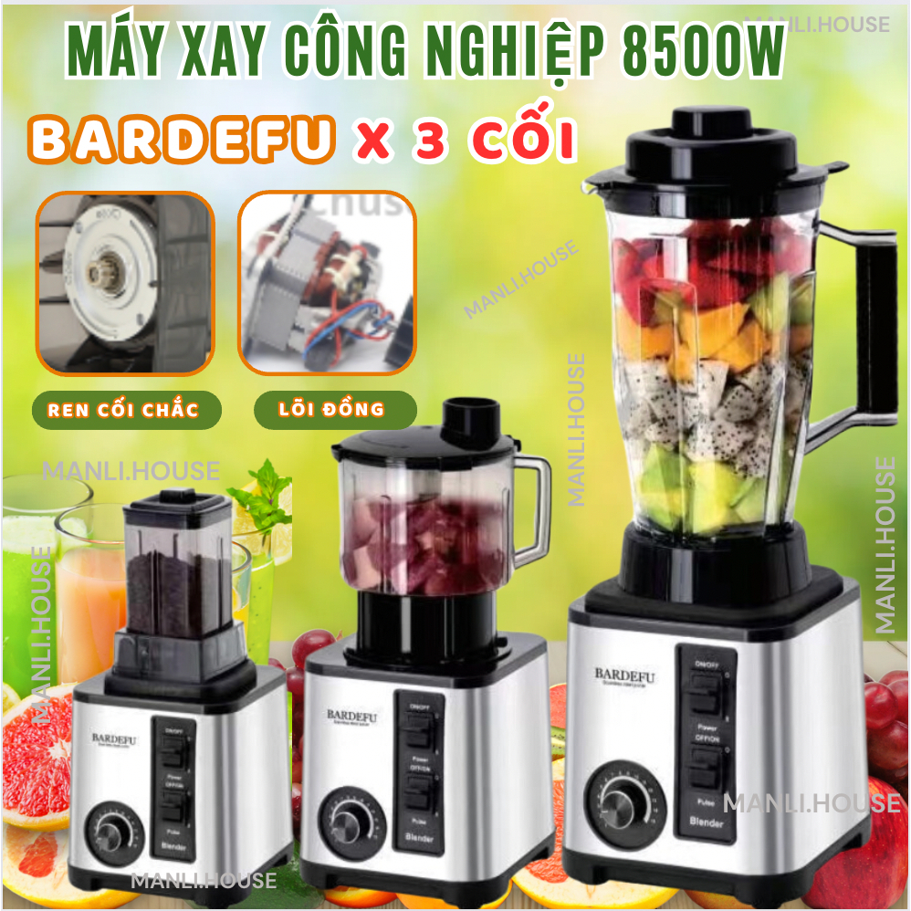 ( 3 Cối Xay ) Máy Xay Sinh Tố Công Nghiệp BARDEFU 3 Cối Máy xay đa năng xay thịt, hạt, ngũ cốc siêu khỏe siêu khoẻ bảo hành 12 tháng