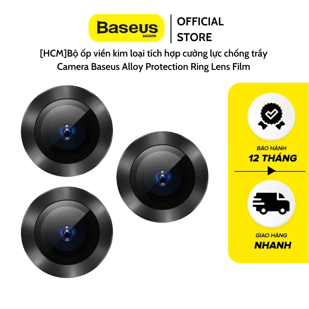 [HCM]Bộ ốp viền kim loại tích hợp cường lực chống trầy Camera Baseus Alloy Protection Ring Lens Film dùng cho iPhone 11/iP 11 Pro/ Pro Max