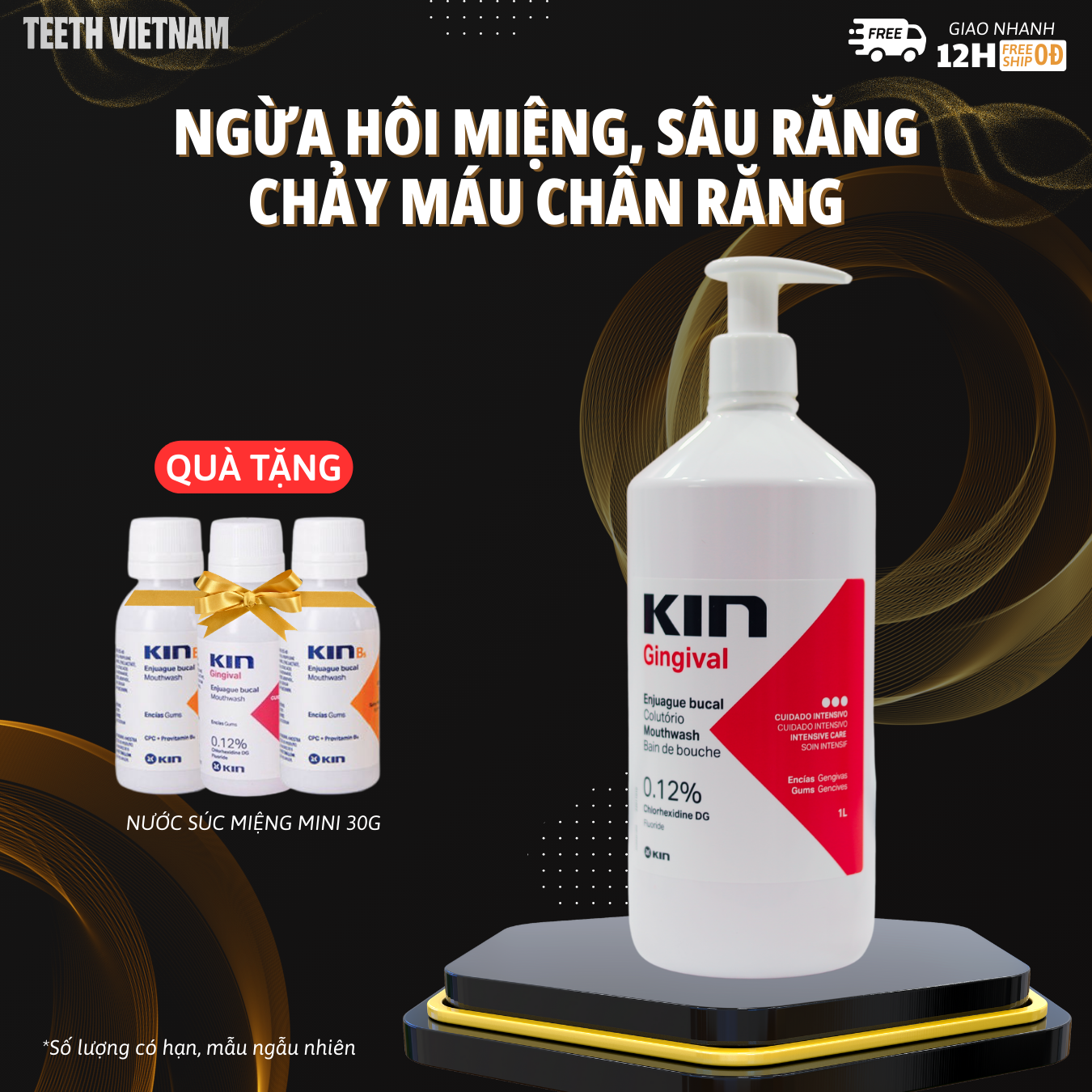 Nước Súc Miệng Kin Gingival 1000ML - Ngăn Ngừa Viêm Nướu Nha Chu - Hôi Miệng - Chảy Máu Chân Răng