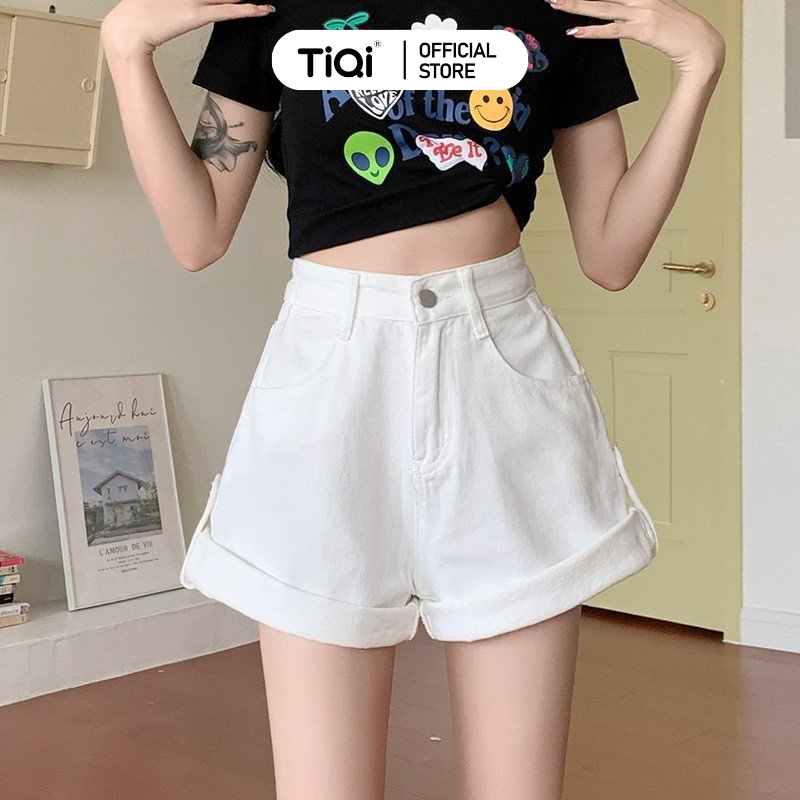 Quần short đùi jean nữ gấp lai phong cách năng động TiQi Jeans S1-297