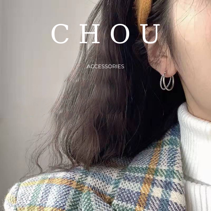 Bông tai s925 khuyên tròn 2 lớp | chou accessories |