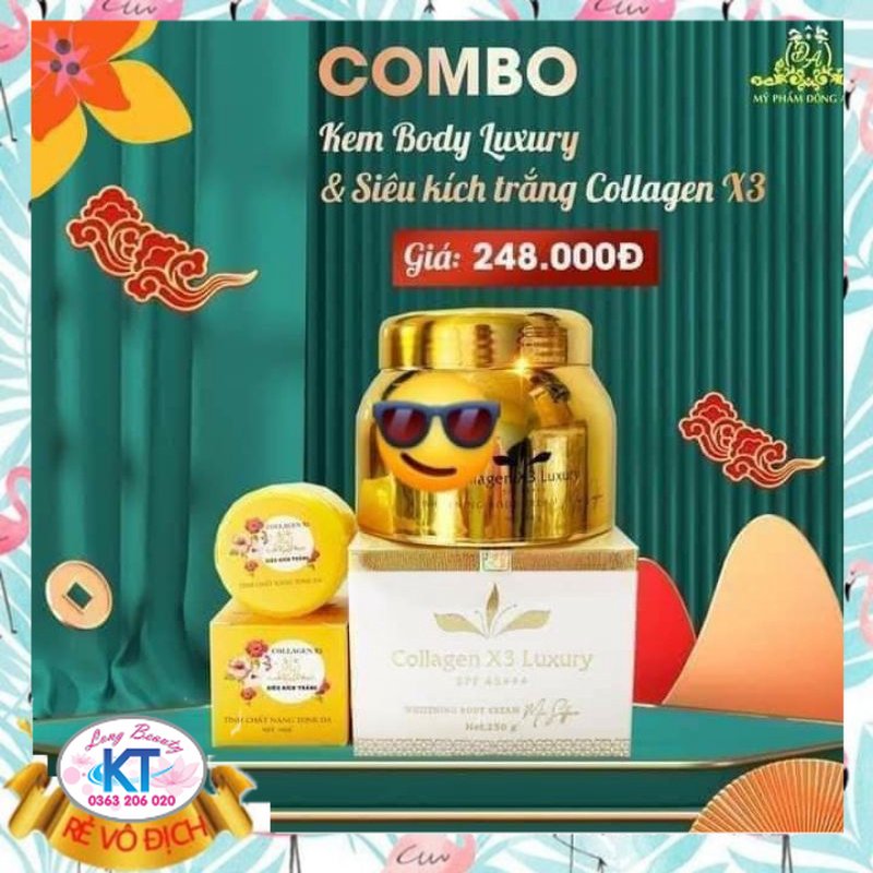 [ Team Cào-Chính hãng-Mỹ Phẩm Đông Anh ] Kem Body Collagen X3 Luxury mẫu mới, Kem body dưỡng trắng da Collagen x3 Luxury Chất kem cải tiến cực thơm và mau trắng Cung cấp độ ẩm cho da Tăng độ đàn hồi cho da