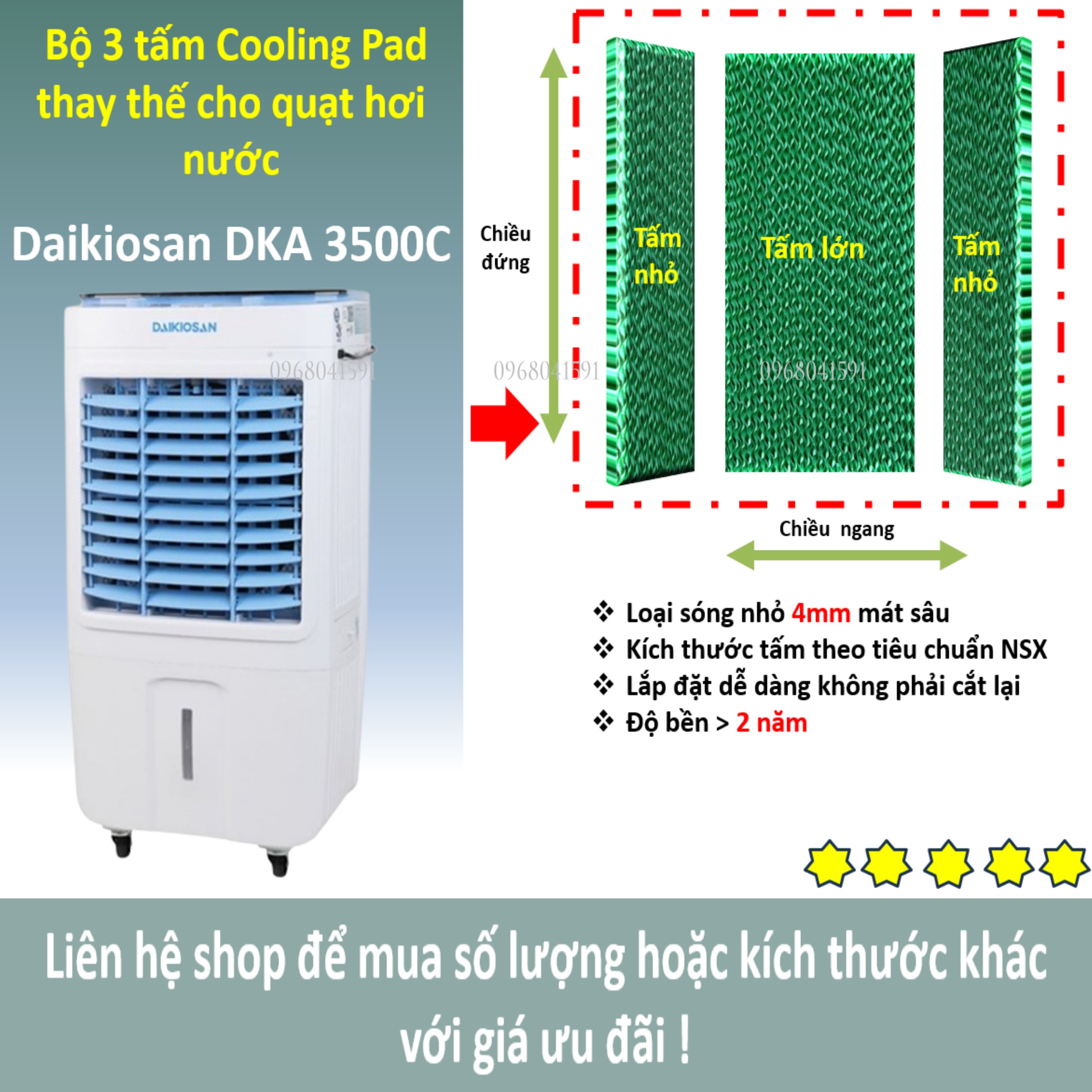 Tấm làm mát quạt hơi nước Daikiosan DKA 3500C