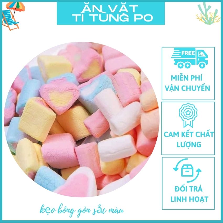 [FREESHIP+SALERẺ] Kẹo Bông Gòn Mix Nhiều Vị ĂNVẶTTÍTÙNGPO Đủ Sắc Màu, Mềm Dẻo, Thơm Ngon Tất Cả Lứa Tuổi Đều Yêu Thích, Đặc Biệt Là Trẻ Em, Tặng Kèm Quà