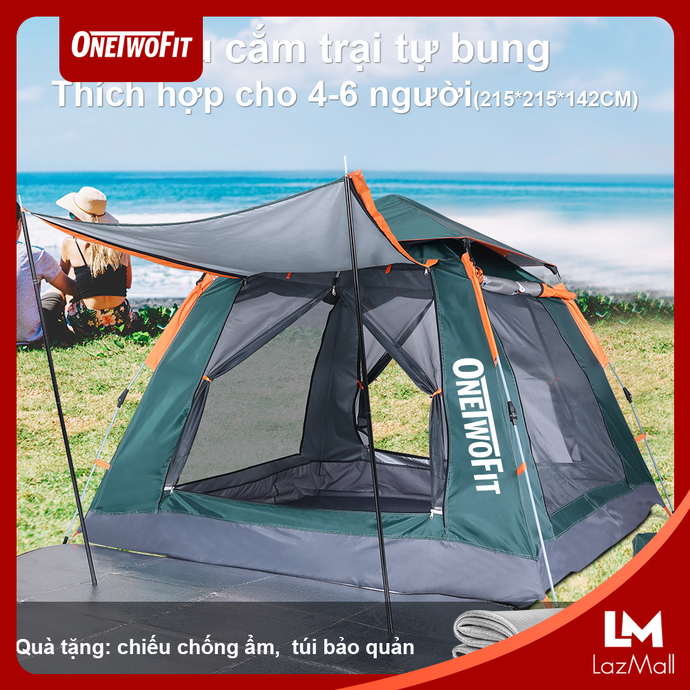 OneTwoFit Lều cắm trại tự bung , lều du lịch dã ngoại dành cho 4-6 người, chống thấm nước, chống tia UV OT039801