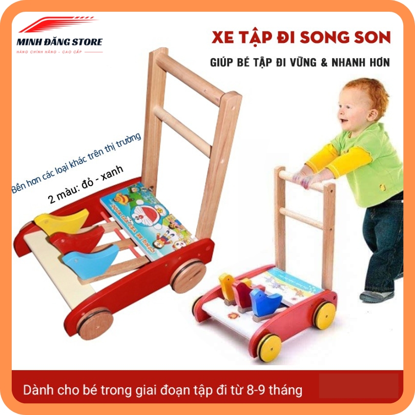 Xe gà tập đi cho bé chống trơn trượt gỗ tự nhiên an toàn