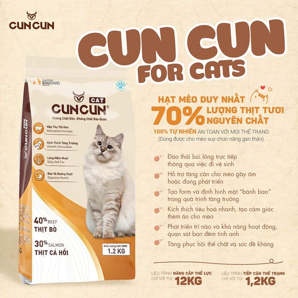 Hạt mèo cuncun cat 1.2kg thức ăn hạt khô cho mèo