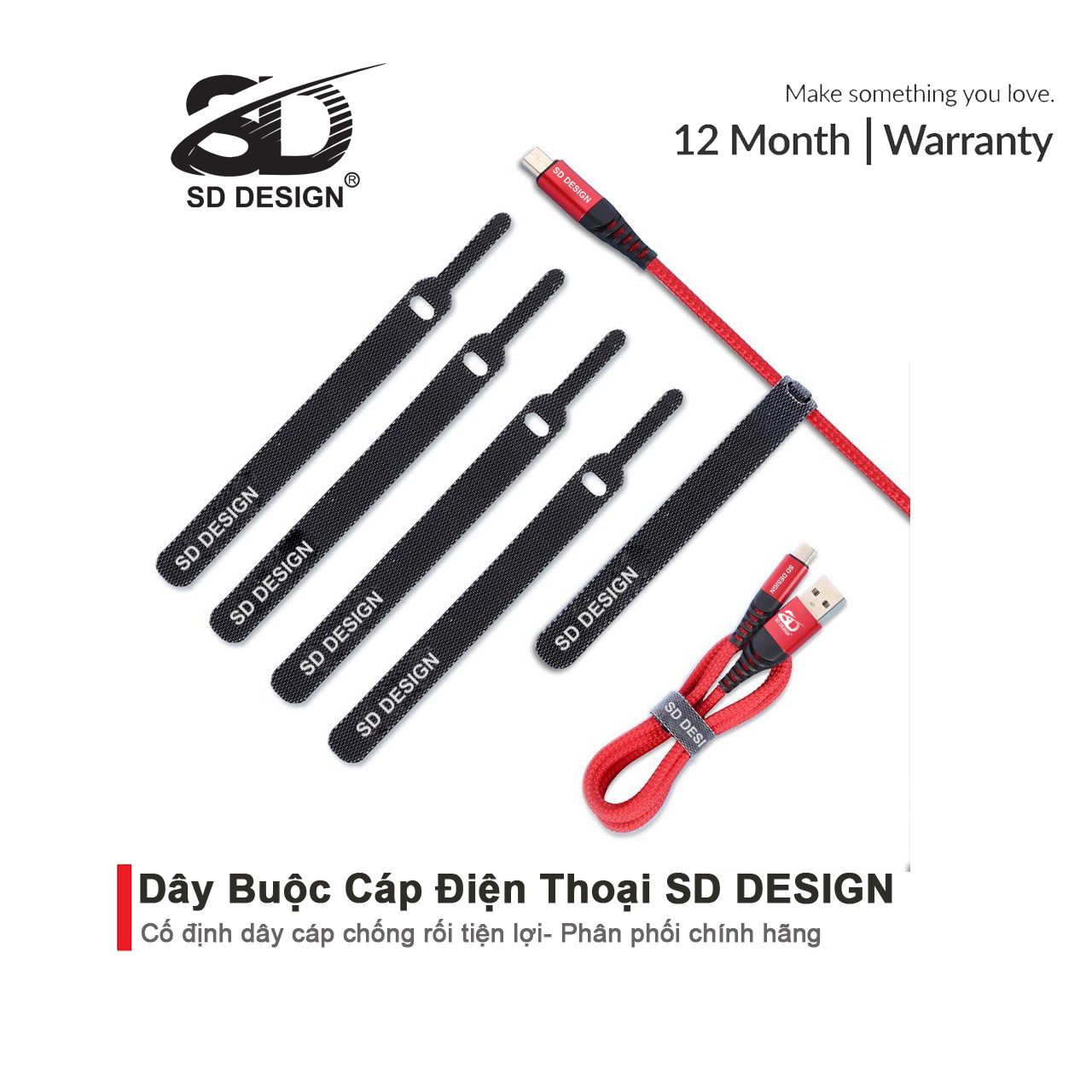 Dây Buộc Cáp Điện Thoại, Tai Nghe chính hãng SD Design cố định dây cáp chống rối tiện lợi
