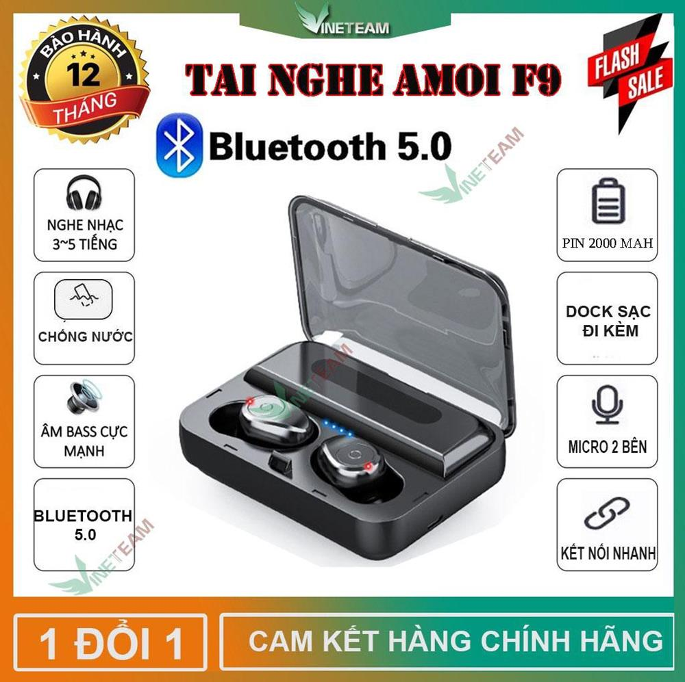 Tai nghe bluetooth khong day 5.0 Amoi F9 phiên bản quốc tế pin trâu sạc