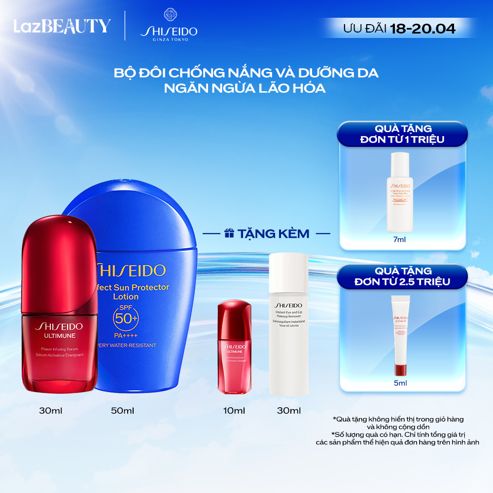 Combo Tinh chất Ultimune 4.0 Serum 30ml và Sữa chống nắng GSC Lotion 50ml Shiseido