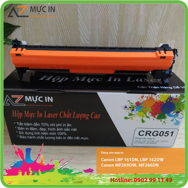 Hộp mực 051 [Đã có chip] dùng cho máy Canon LBP 161DN, 162DW, MF269DW, MF266DN in được 1600 trang, Bản in Sắc Nét.