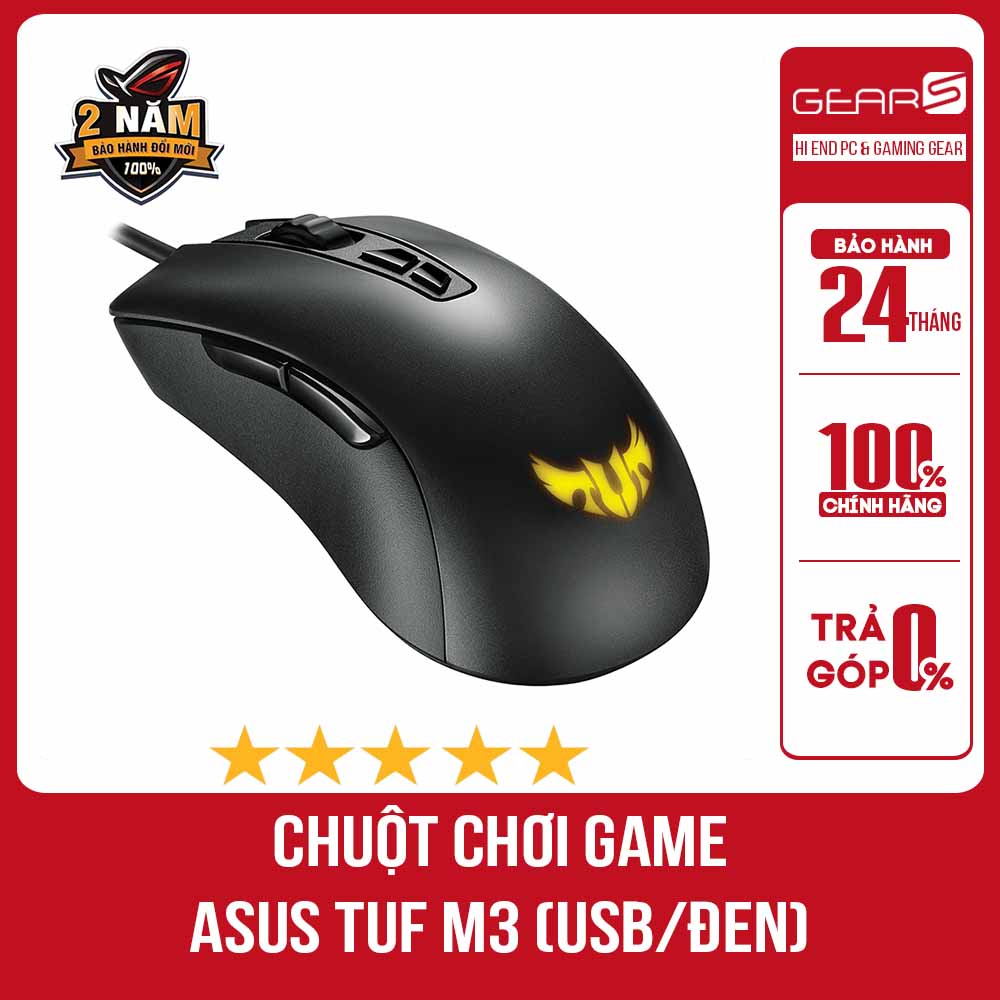 Chuột chơi game asus tuf gaming m3 | thiết kế công thái học rgb - bảo hành chính hãng 24 tháng