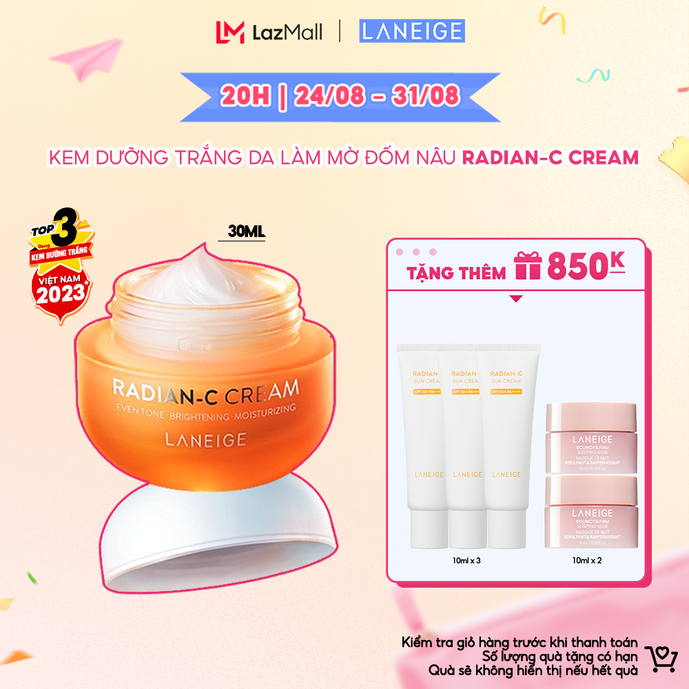 Kem Dưỡng Trắng Da Mờ Đốm Nâu Vượt Trội Hiệu Quả Sau 3 Ngày Laneige Radian-C Cream 30ML