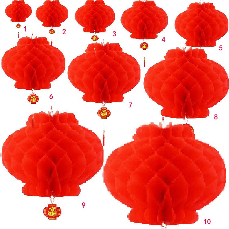 Đèn lồng giấy nilông đỏ (10 đèn) trang trí tết văn phòng khai trương ... Đuôi chữ phúc