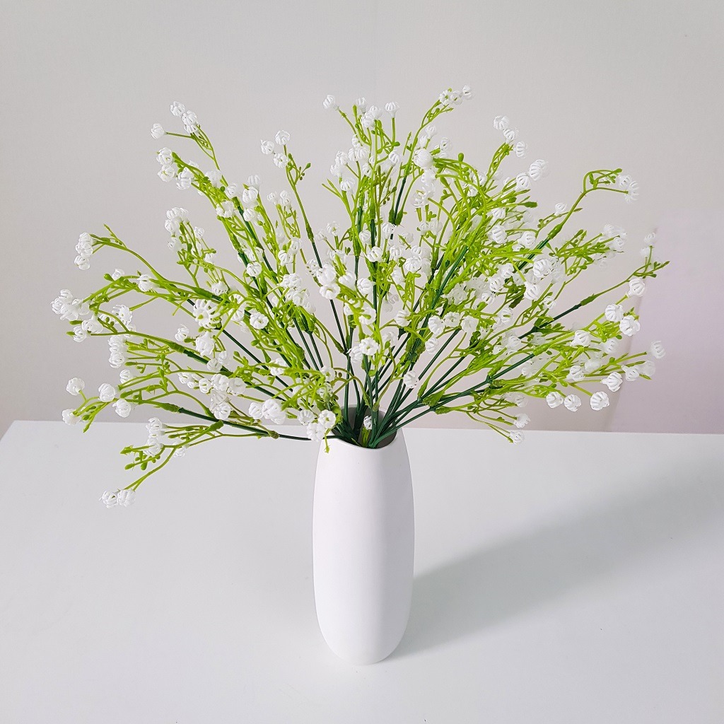 Cành Hoa bi điểm trắng giả, hoa cúc dại, hoa cúc bi giả trang trí Lọ hoa decor để bàn, hoa giả trang trí đẹp, hoa giả decor giá sỉ