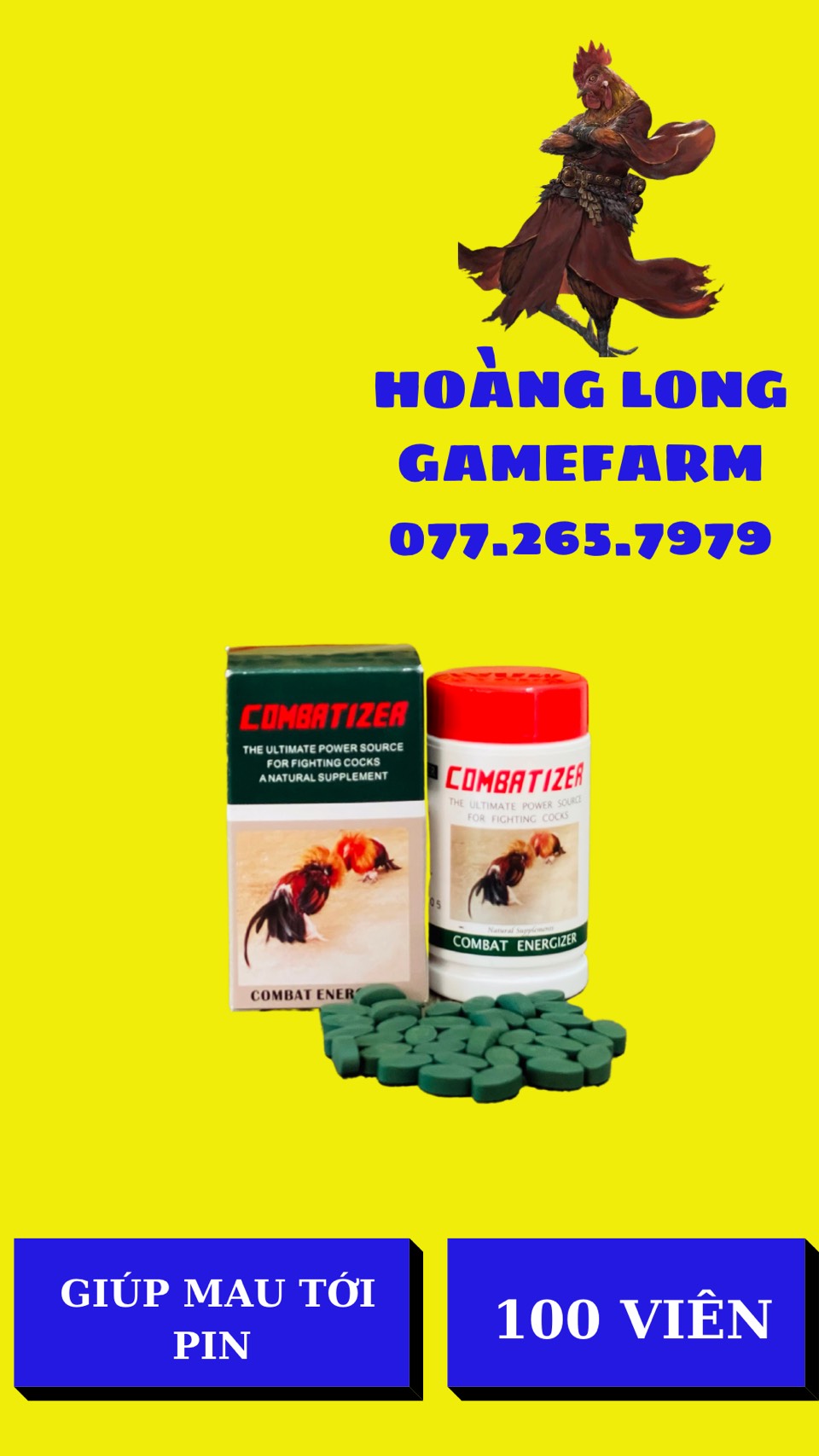 Combatizer nuôi gà chế độ đá 1 hộp 100 viên