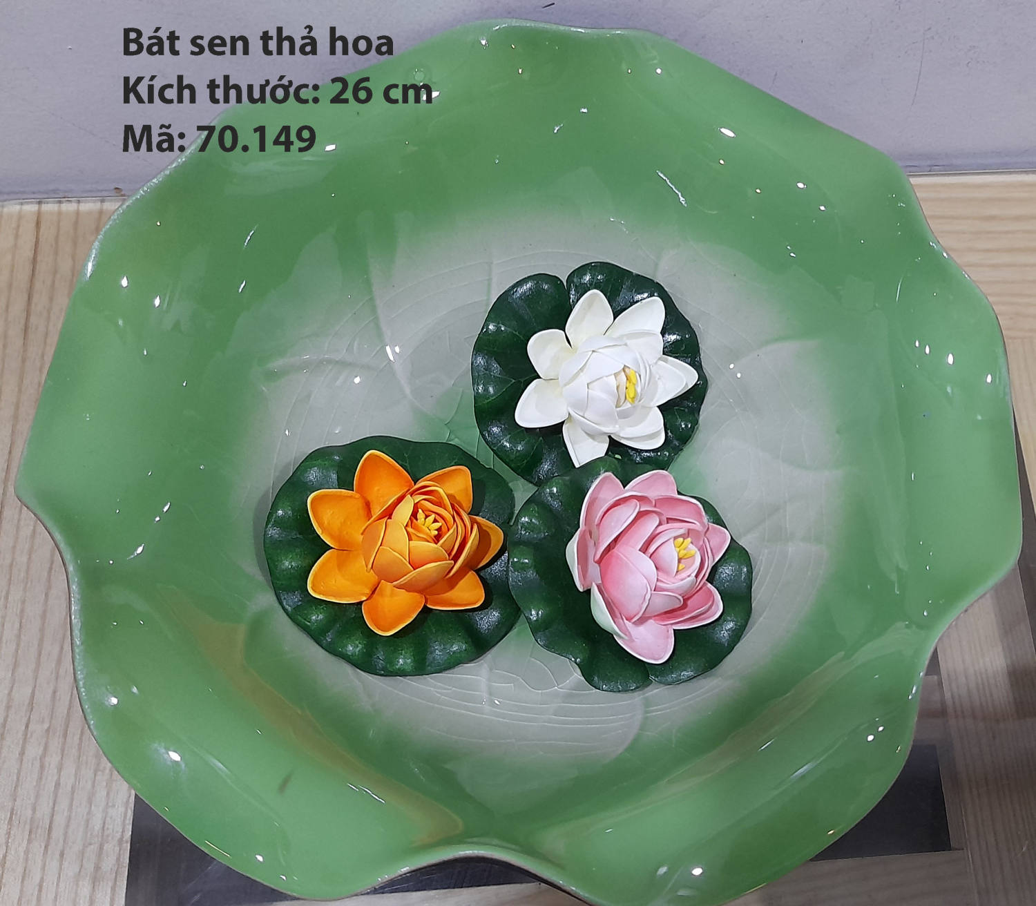 Bát sen thả hoa đường kính 26cm, bát tụ khí, bát tụ lộc, hàng đẹp, giá đẹp