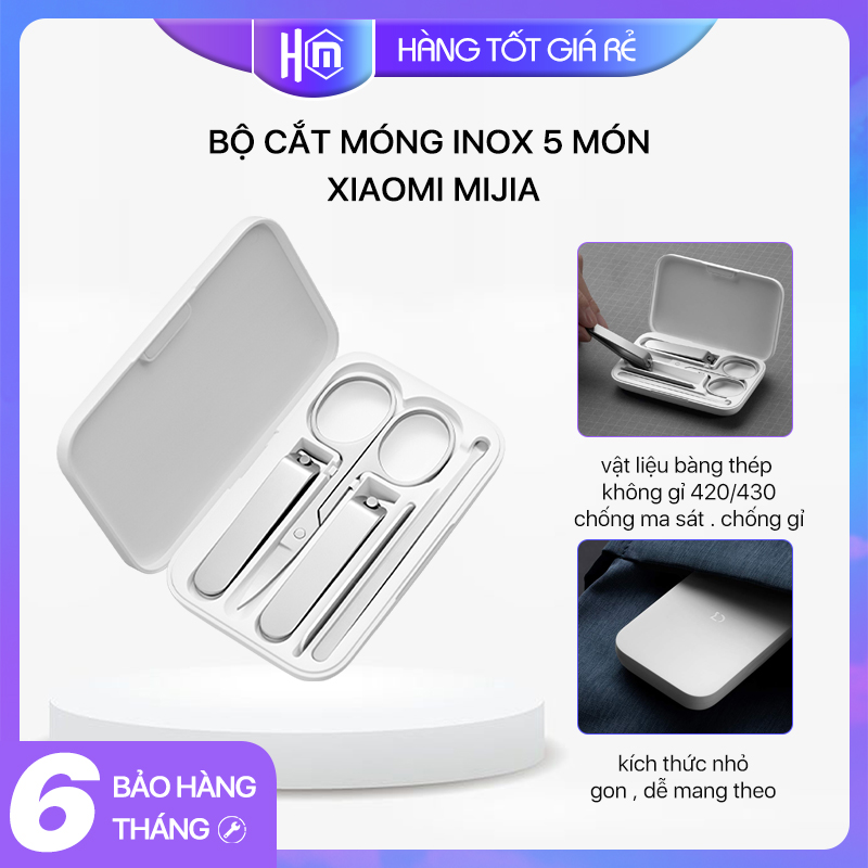 Bộ bấm móng Tay 5 món Xiaomi Mijia - kìm cắt móng tay kềm cắt móng chân làm bằng inox không dỉ