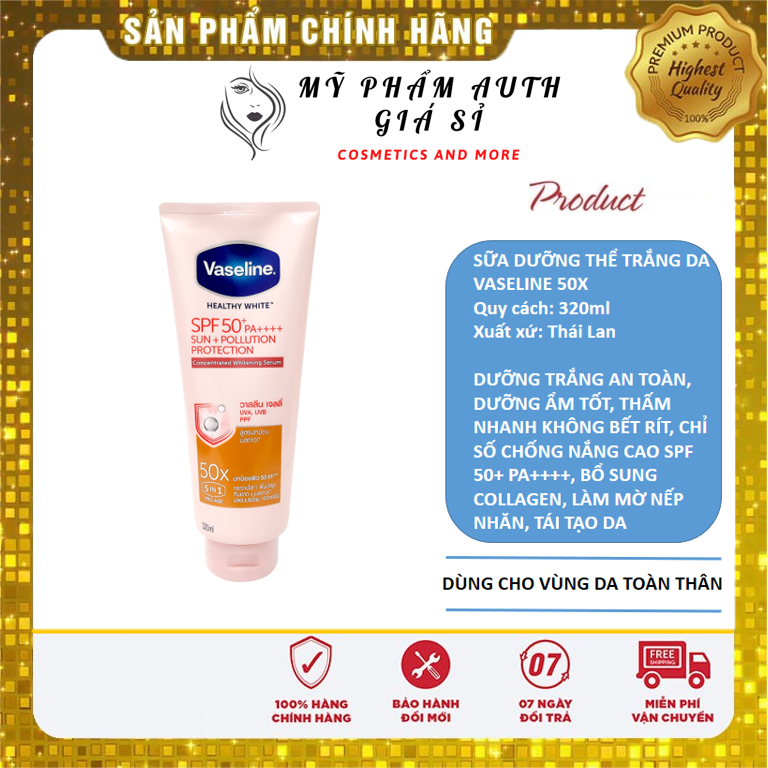 Sữa dưỡng thể trắng da Vaseline Perfect Serum 50x Thái Lan 320ml